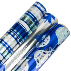 Outlet 😀 JAM Paper Frosted Holiday 🎄 Christmas Foil Gift Wrap Set 🎁