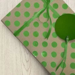 Wholesale 💯 JAM Paper Green & Kraft Brown Polka Dot Gift Wrap 😉 -Jam Paper Shop D335901S 4