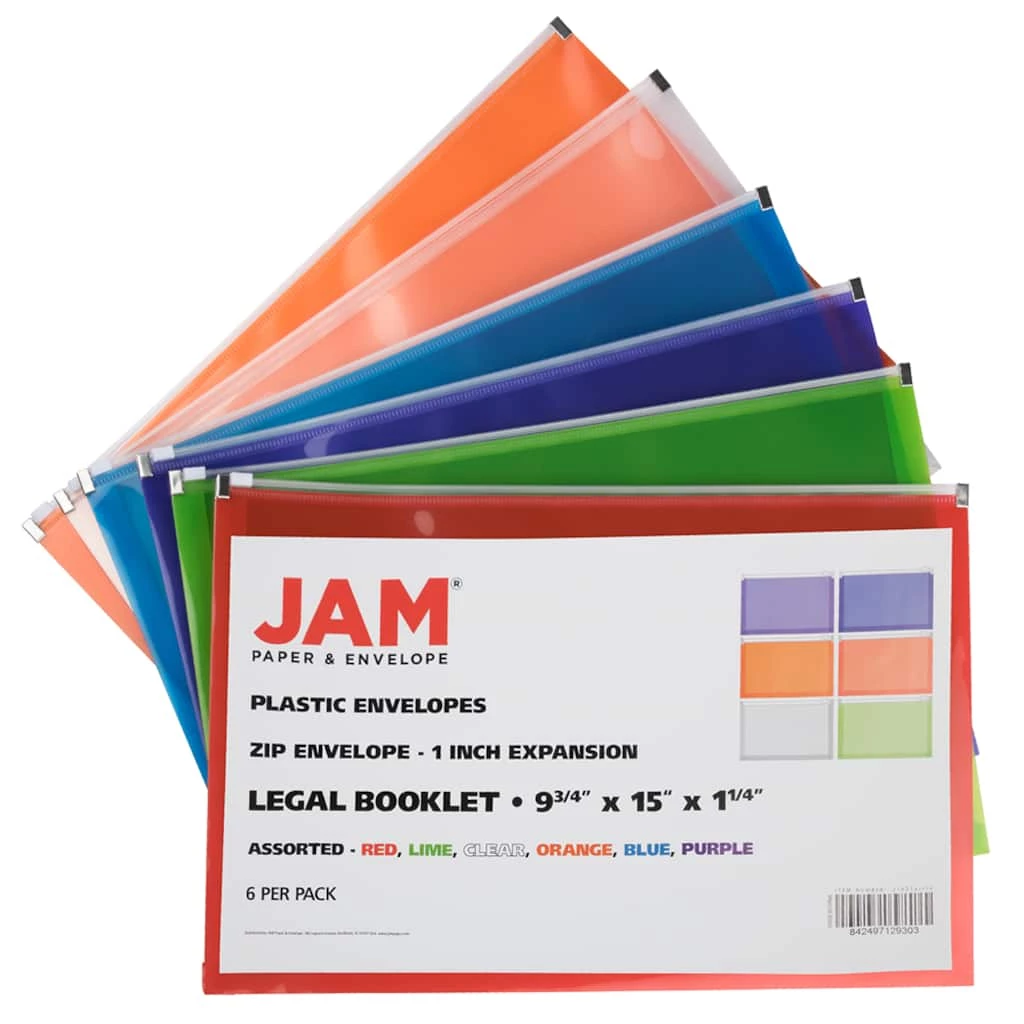Cheapest π JAM Paper 9.5" x 14.5" Plastic Zip Closure Envelopes, 6ct. π 4 Cheapest π JAM Paper 9.5" x 14.5" Plastic Zip Closure Envelopes, 6ct. π - Image 2