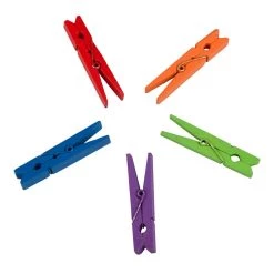 New 🎉 JAM Paper 2" Assorted Color Wood Clip Clothespins, 20ct. 👏 -Jam Paper Shop D337238S 3