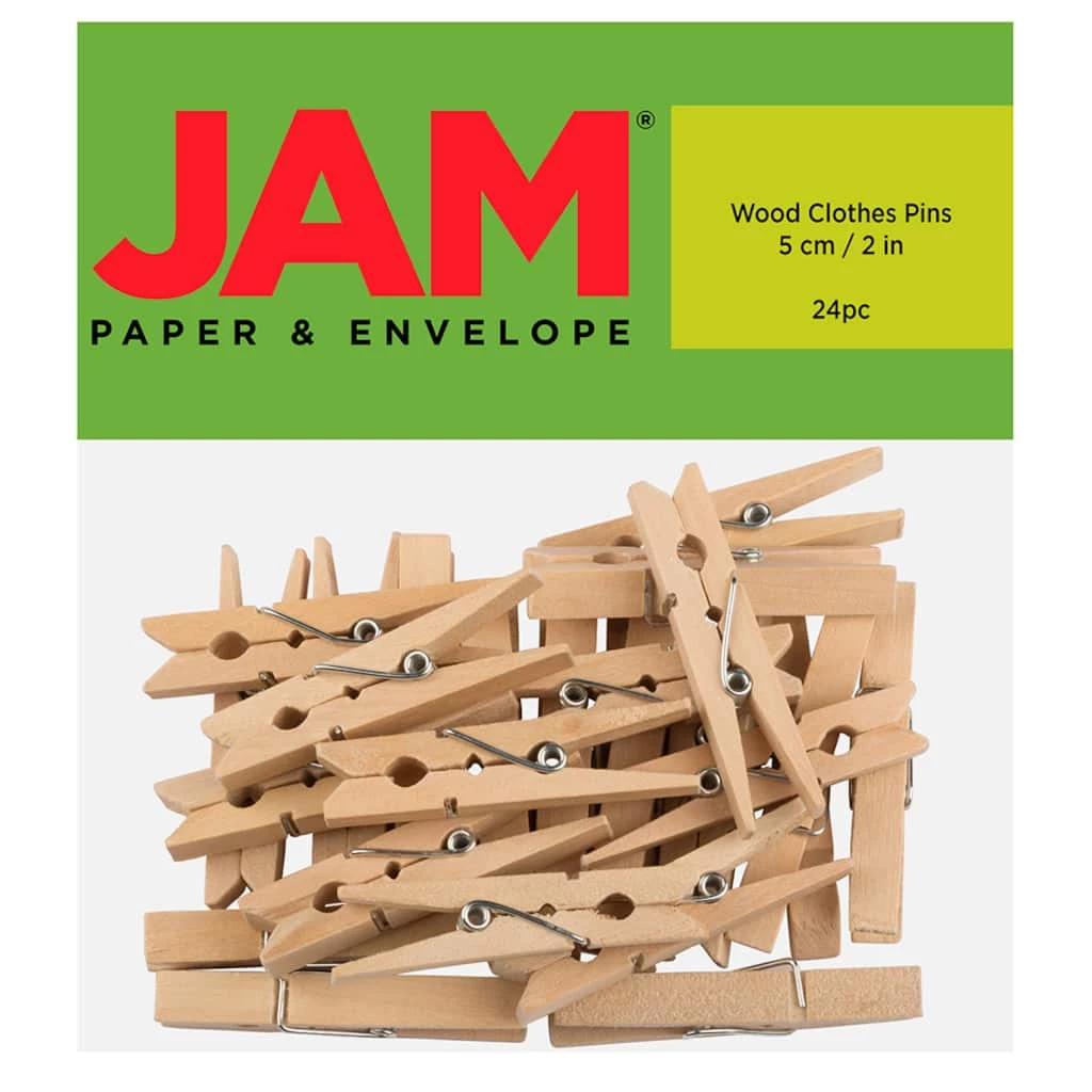 New π JAM Paper 2" Natural Wood Clip Clothespins, 24ct. β 3 New π JAM Paper 2" Natural Wood Clip Clothespins, 24ct. β