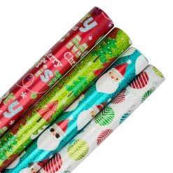 Deals 🎁 JAM Paper Holographic Merry 🎄 Christmas Gift Wrap Set, 4ct. ✔️