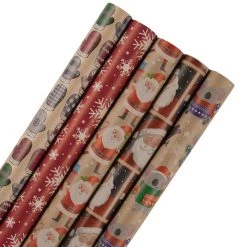 Cheapest 🌟 JAM Paper Kids Kraft 🎄 Christmas Gift Wrap Set, 5ct. 🥰