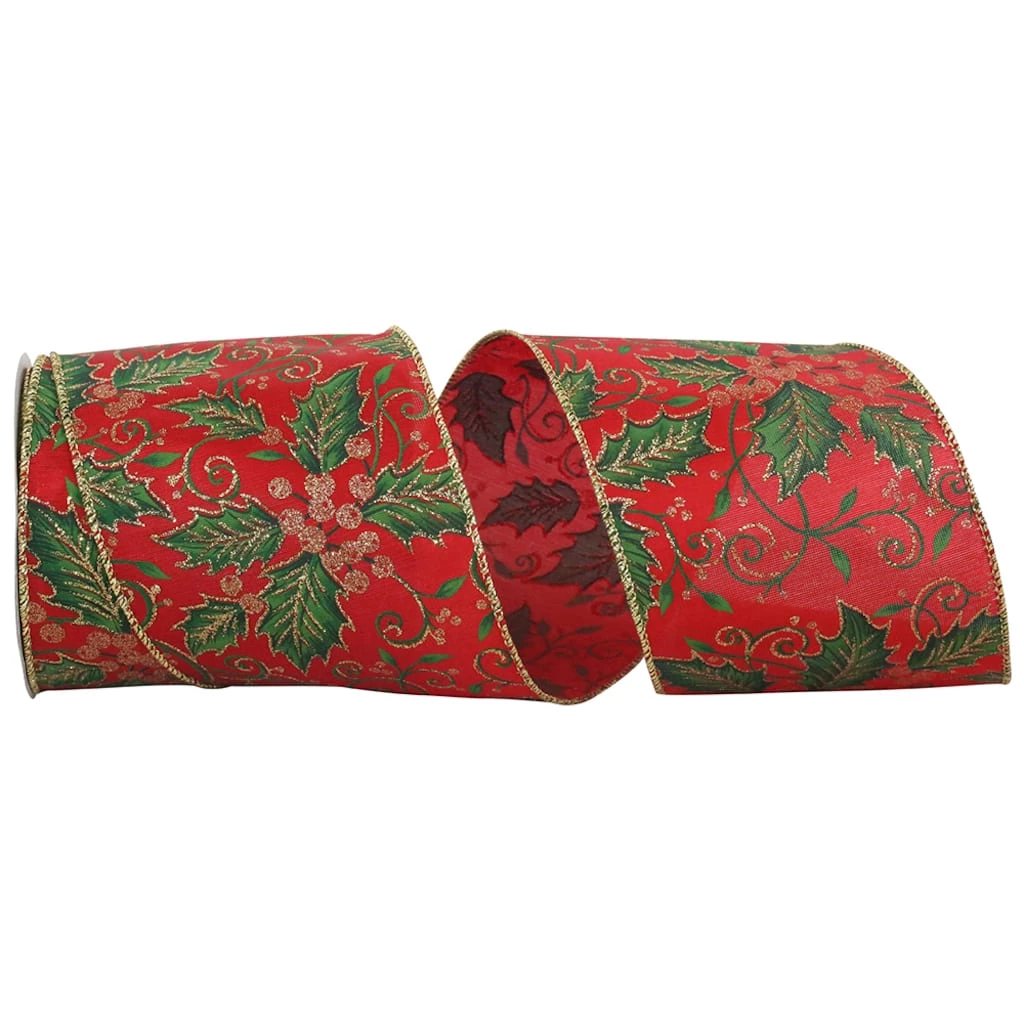 New βοΈ JAM Paper 4" Satin Wired Holly Leaf Glitter Ribbon π 3 New βοΈ JAM Paper 4" Satin Wired Holly Leaf Glitter Ribbon π