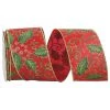 Cheap 🤩 JAM Paper 2.5" Red & Green Holly Leaf Glitter Satin Wired Ribbon ❤️
