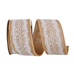 Deals 😉 JAM Paper 2.5" Scallop Lace Burlap Wired Ribbon 🔔