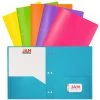 Promo 🤩 JAM Paper 9.5" x 11.5" Assorted Fashion Colors Plastic 2 Pocket School POP Folders, 6ct. 👍 -Jam Paper Shop D341296S 1
