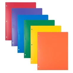 Hot Sale 👍 JAM Paper Primary Color Heavy Duty Plastic 3-Hole School Folders with Pockets, 6ct. 🔥