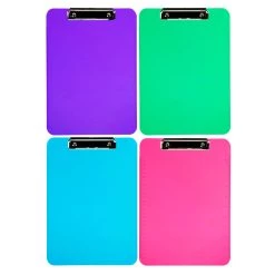 Wholesale 🧨 JAM Paper Assorted Letter Size Fashion Color Plastic Clipboards Metal Clip, 4ct. 🔔 -Jam Paper Shop D341518S 4