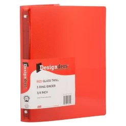 Promo π― JAM Paper 0.75" Red Glass Twill Plastic 3-Ring Binder π