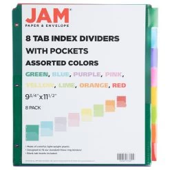 Flash Sale 🎁 JAM Paper 9.75" x 11.5" 8-Tab Plastic Index Tab Dividers with Double Pockets 👍 -Jam Paper Shop D341596S 3