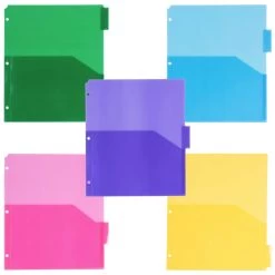 New 🔥 JAM Paper 9.75" x 11.5" 5-Tab Plastic Index Tab Dividers with Double Pockets 🎉 -Jam Paper Shop D341597S 3