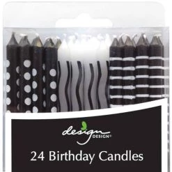Promo 😀 JAM Paper Black & White 🥳 Birthday Candle Sticks, 24ct. ⭐