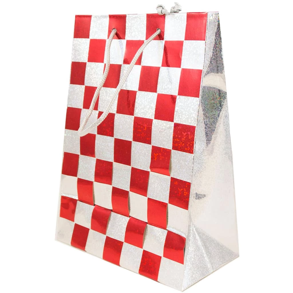 Promo π JAM Paper Medium Red & Silver Checkered Gift Bags, 24ct. π 3 Promo π JAM Paper Medium Red & Silver Checkered Gift Bags, 24ct. π