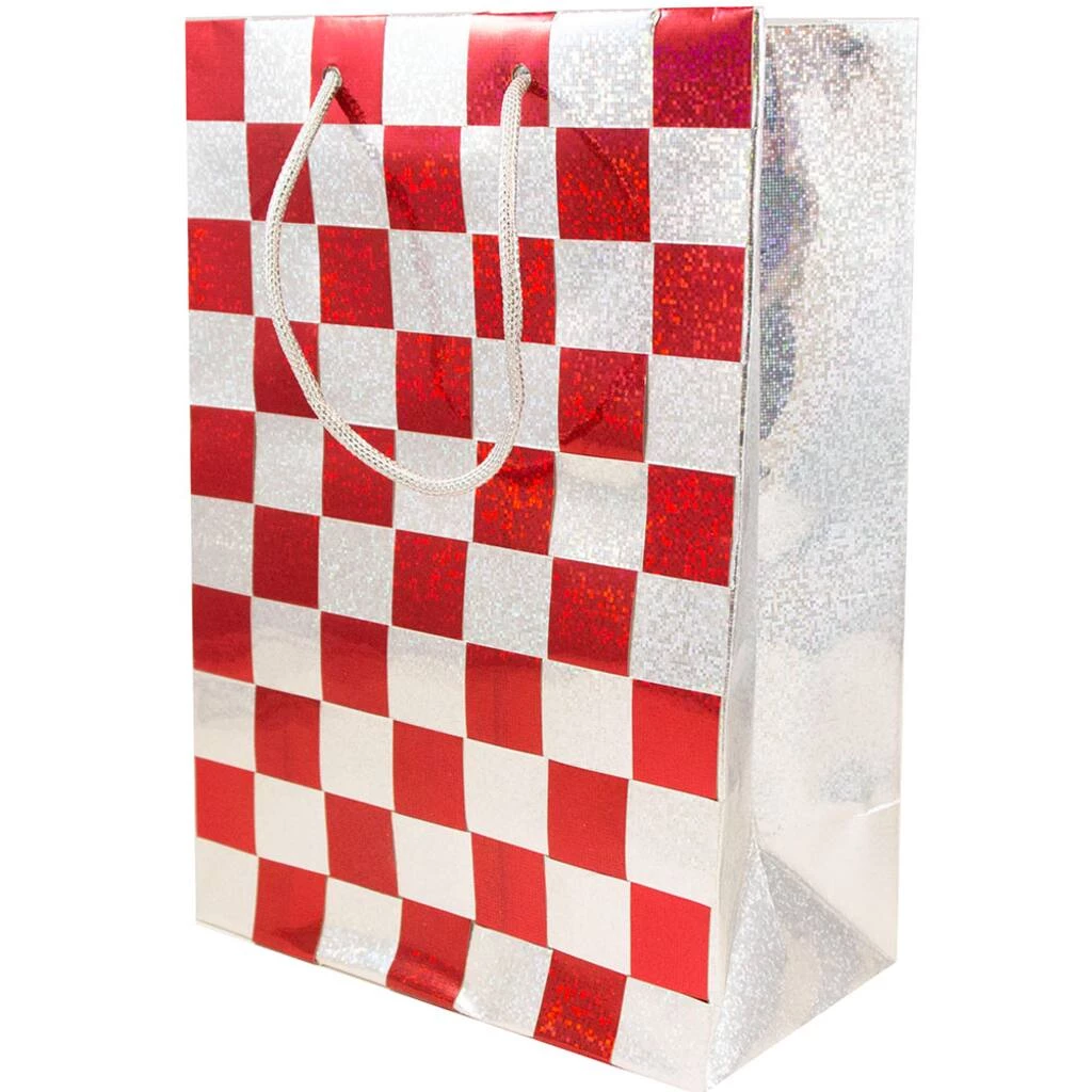 Promo π JAM Paper Medium Red & Silver Checkered Gift Bags, 24ct. π 4 Promo π JAM Paper Medium Red & Silver Checkered Gift Bags, 24ct. π - Image 2
