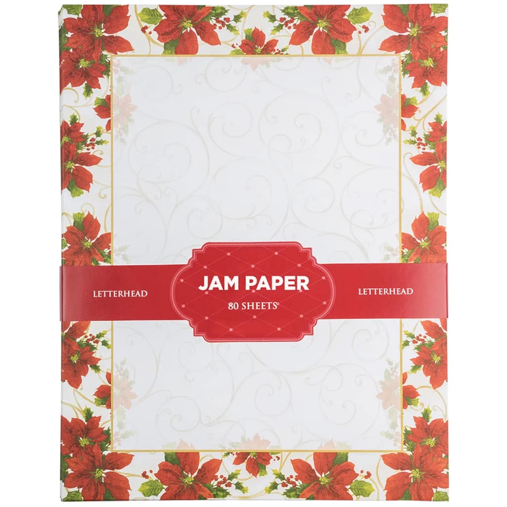 Wholesale π₯° JAM Paper Poinsettia Border 8.5" x 11" 28lb. π Christmas Paper, 80 Sheets π₯° 3 Wholesale π₯° JAM Paper Poinsettia Border 8.5" x 11" 28lb. π Christmas Paper, 80 Sheets π₯°