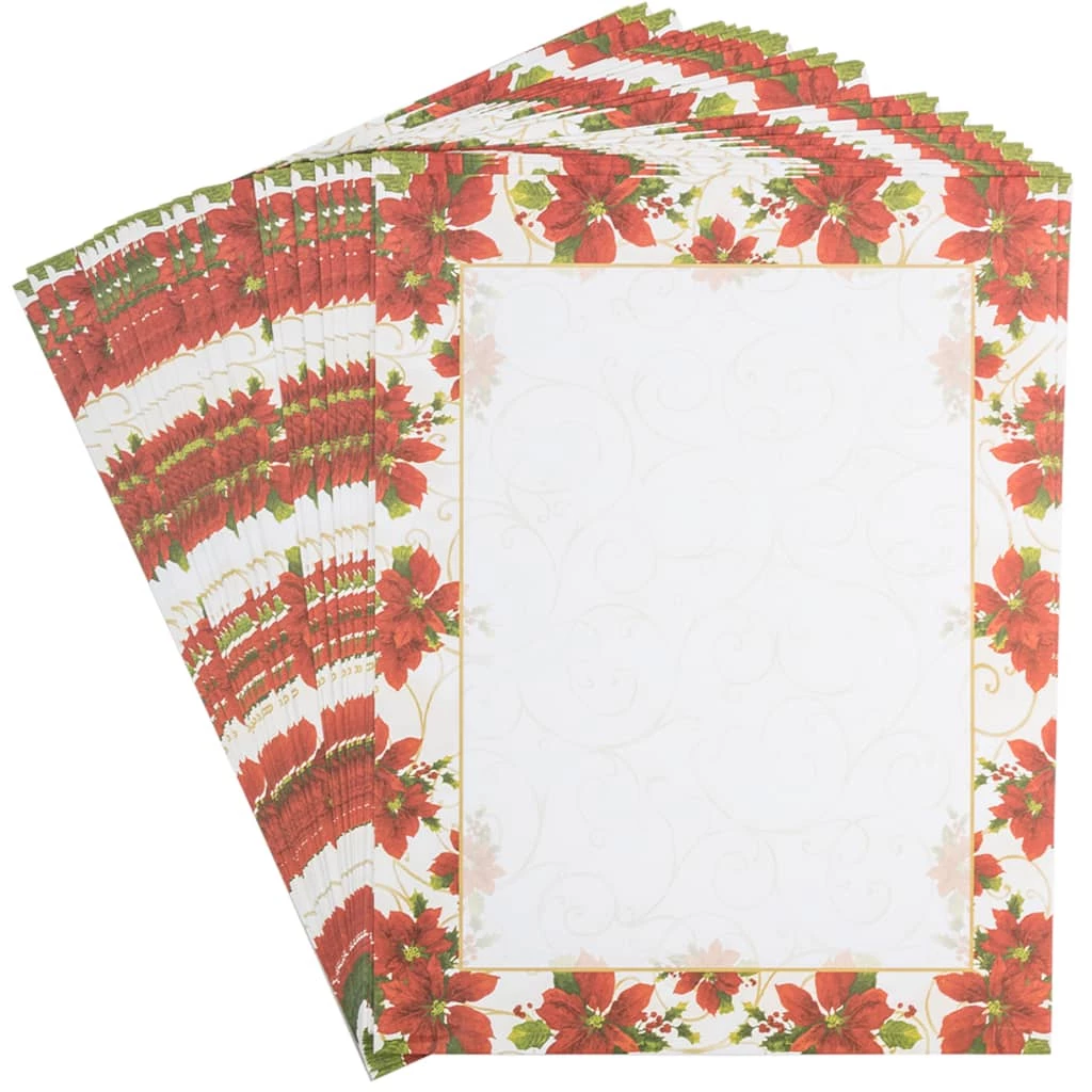 Wholesale π₯° JAM Paper Poinsettia Border 8.5" x 11" 28lb. π Christmas Paper, 80 Sheets π₯° 4 Wholesale π₯° JAM Paper Poinsettia Border 8.5" x 11" 28lb. π Christmas Paper, 80 Sheets π₯° - Image 2
