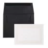 Cheap 👏 JAM Paper 4.88" x 3.38" Pearl Border Cards with Black Linen Envelopes Thank You Card Sets, 25ct. 🔔