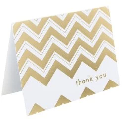 Outlet 😀 JAM Paper 3.5" x 4.875" Gold Chevron Stripe Thank You Cards & Envelopes, 10ct. 😉 -Jam Paper Shop D344693S 3