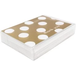 Best Sale ❤️ JAM Paper 3.5" x 4.875" Gold Polka Dot Thank You Cards & Envelopes, 10ct. 🤩 -Jam Paper Shop D344697S 4
