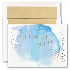 Discount ✔️ JAM Paper 5.625" x 7.875" Watercolor Hand-Lettered Get Well Cards & Envelopes, 25ct. 🌟