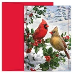 Cheap 💯 JAM Paper Cardinal Couple 🎄 Christmas Cards & Envelopes Set ⭐