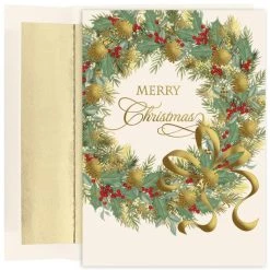 Buy 🎉 JAM Paper Traditional 🎅 Christmas Wreath Cards Set, 16ct. 😀