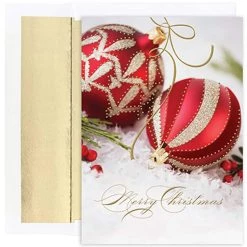 Buy ✨ JAM Paper Red & Gold Ornaments Blank 🎅 Christmas Cards Set, 18ct. ⌛