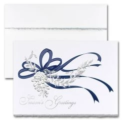 New 😍 JAM Paper 5" x 7" Pinecone with Ribbon Blank 🎄 Christmas Cards & Matching Envelopes Set, 25ct. 🧨