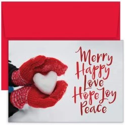 Coupon ✨ JAM Paper 5" x 7" Merry Happy Love Cards & Matching Envelopes Set, 18ct. 🌟