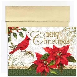 Deals 🥰 JAM Paper 5" x 7" Merry 🎁 Christmas Cardinal Cards & Matching Envelopes Set, 16ct. ⌛