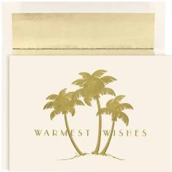 Budget ❤️ JAM Paper Gold Palm Trees Blank 🔔 Christmas Cards Set, 18ct. ⌛