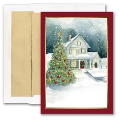 Brand new ❤️ JAM Paper 5" x 7" Front Imprint House Scene Blank Cards & Matching Envelopes Set, 25ct. 🤩