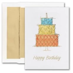 Wholesale 🤩 JAM Paper 🎂 Birthday Cake Blank Card & Matching Envelopes Set, 25ct. 🥰