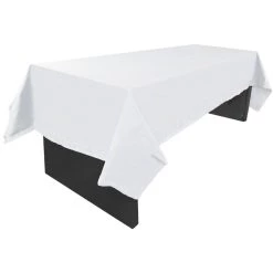 Flash Sale ⌛ JAM Paper White Rectangular Plastic Lined Table Cover, 54" x 108" ✨ -Jam Paper Shop D345235S 4