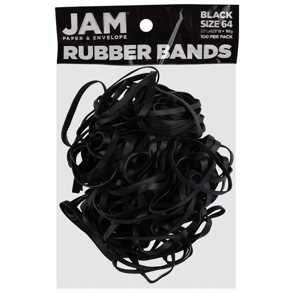 Wholesale π JAM Paper Size 64 Black Rubber Bands, 100ct. π 3 Wholesale π JAM Paper Size 64 Black Rubber Bands, 100ct. π
