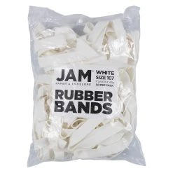 Flash Sale 🧨 JAM Paper Size 107 White Rubber Bands, 50ct. 💯