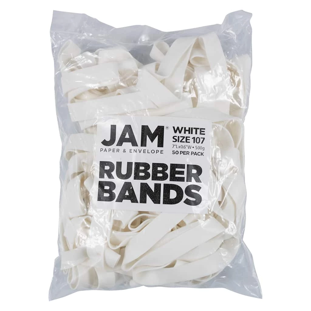 Flash Sale 𧨠JAM Paper Size 107 White Rubber Bands, 50ct. π― 3 Flash Sale 𧨠JAM Paper Size 107 White Rubber Bands, 50ct. π―