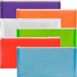 Coupon 🎉 JAM Paper 5" x 10" Assorted Zip Closure Plastic Envelopes, 6ct. 😀