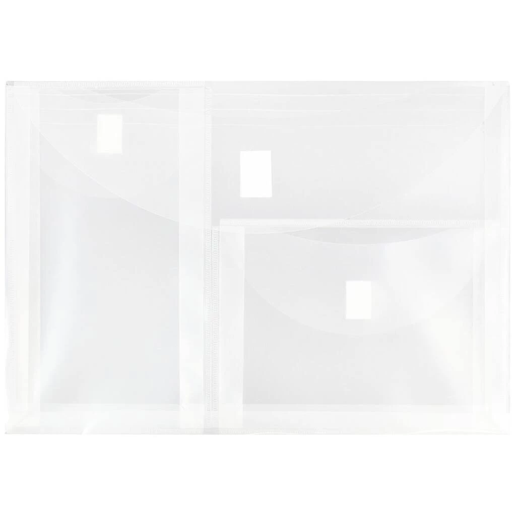 Outlet π JAM Paper 9.75" x 13" Clear 3-Pocket Plastic Hook & Loop Closure Envelopes, 12ct. π 4 Outlet π JAM Paper 9.75" x 13" Clear 3-Pocket Plastic Hook & Loop Closure Envelopes, 12ct. π - Image 2