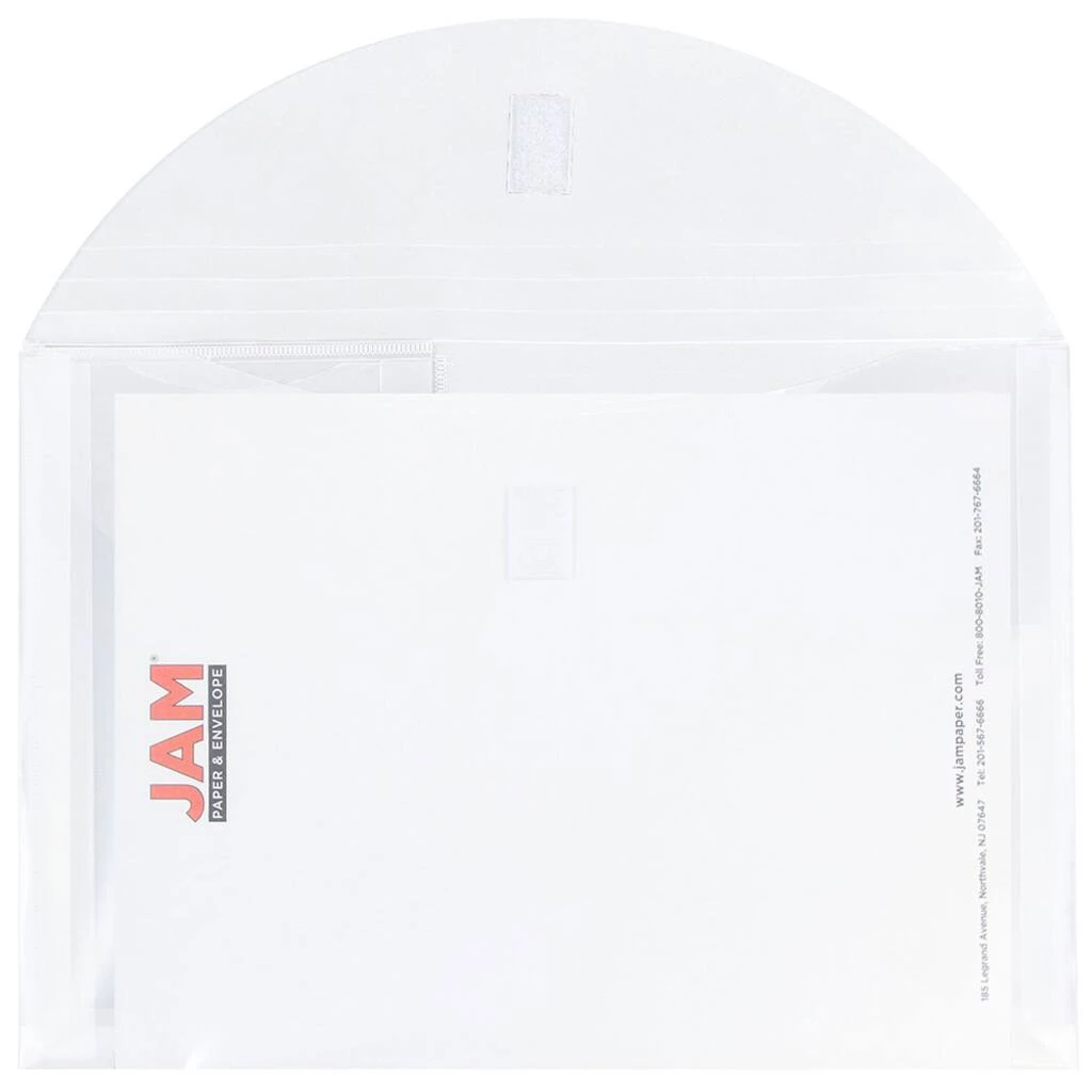 Outlet π JAM Paper 9.75" x 13" Clear 3-Pocket Plastic Hook & Loop Closure Envelopes, 12ct. π 6 Outlet π JAM Paper 9.75" x 13" Clear 3-Pocket Plastic Hook & Loop Closure Envelopes, 12ct. π - Image 4