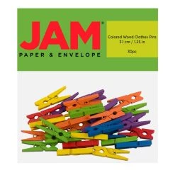 Coupon ⭐ JAM Paper 1.125" Colorful Wood Clip Clothespins, 30ct. 🔔