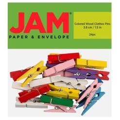 Best Pirce 👍 JAM Paper 1.5" Colorful Wood Clip Clothespins, 24ct. 🎁