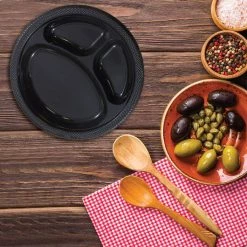Cheapest ✨ JAM Paper 10.25" Black Divided Plastic Party Plates, 20ct. 🥰 -Jam Paper Shop D346305S 4