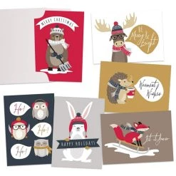 New π JAM Paper 6.25" x 4.625" Season's Greetings Animal Sentiments Assorted Card Set, 36ct. β¨