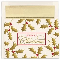 Buy ✔️ JAM Paper 7.9" x 5.6" 🔔 Christmas Holly & Berries Card Set, 16ct. 👍