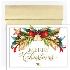 Cheapest 😉 JAM Paper Seaside Swag 🎄 Christmas Cards & Envelopes, 18ct. ✨
