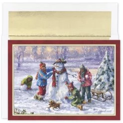 Promo 🥰 JAM Paper Building Frosty 🎄 Christmas Card & Envelopes Set, 18ct. 🧨