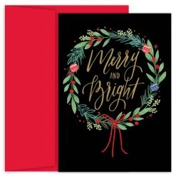 Best Sale 🧨 JAM Paper Merry & Bright Wreath ❄ Christmas Cards & Envelopes Set 🌟