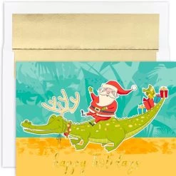 Best Sale 👍 JAM Paper Santa & Gator 🎅 Christmas Cards & Envelopes Set 👏